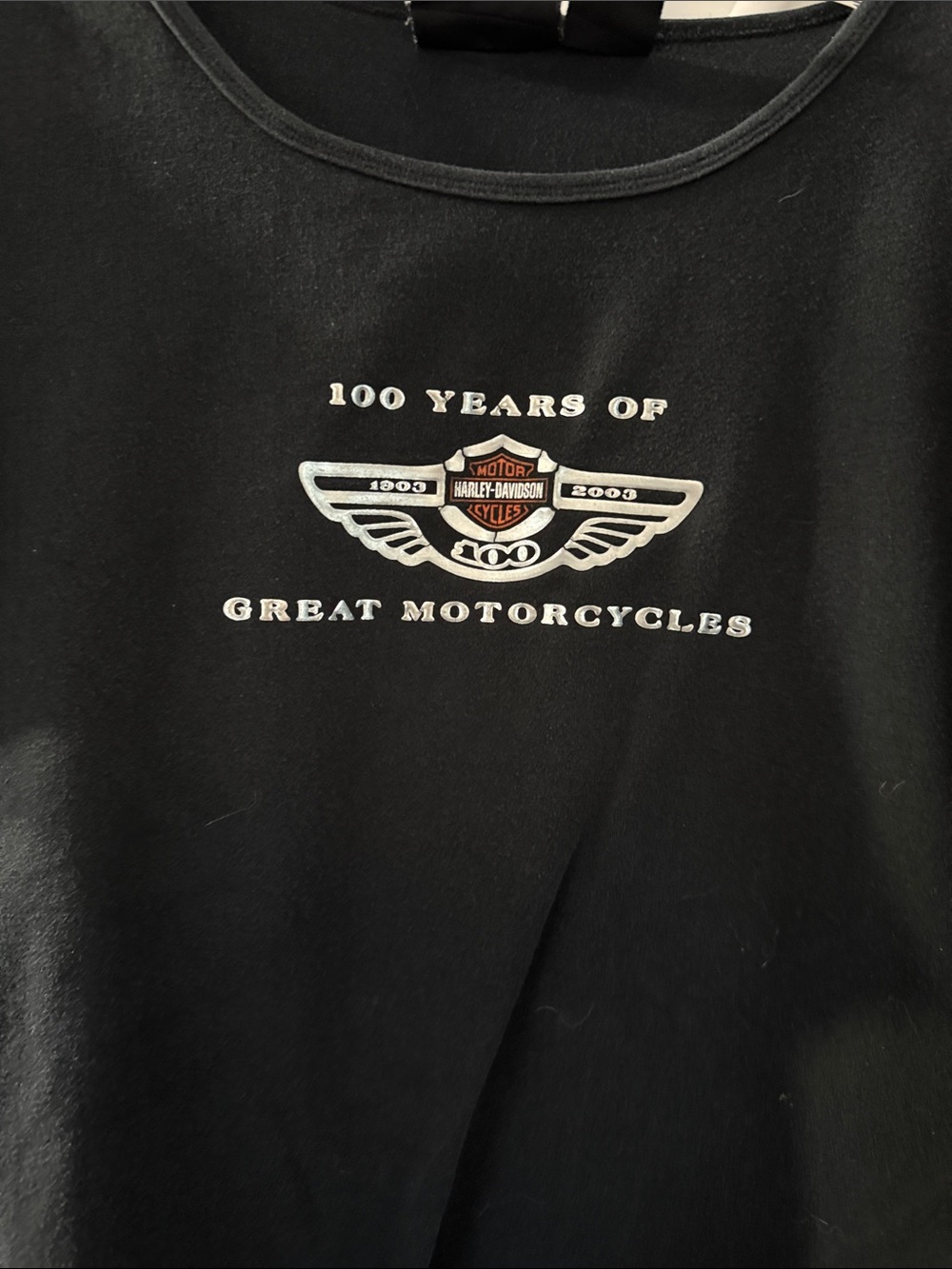 Harley-Davidson Black Women’s 100 Years of Great Motorcycles' Logo Tee